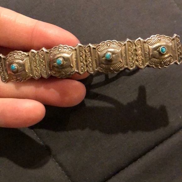 Accessories - Vintage Turquoise and sterling silver hair clip